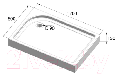 Душевой поддон BelBagno TRAY-BB-AH-120/80-15-W-L
