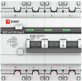 Дифференциальный автомат EKF PROxima АД-32 3P+N 16А/10мА / DA32-16-10-4P-a-pro - фото