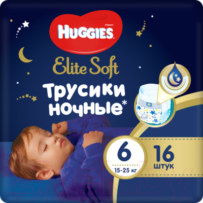 Подгузники-трусики детские Huggies Elite Soft Overnites 6 - фото