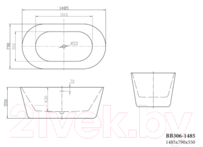 Ванна акриловая BelBagno BB306-1485