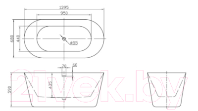 Ванна акриловая BelBagno BB306-1395