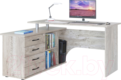 Компьютерный стол Сокол-Мебель КСТ-109 (левый, дуб юкон) - фото