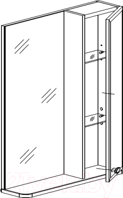 Шкаф с зеркалом для ванной СанитаМебель Лотос 101.600 (правый)