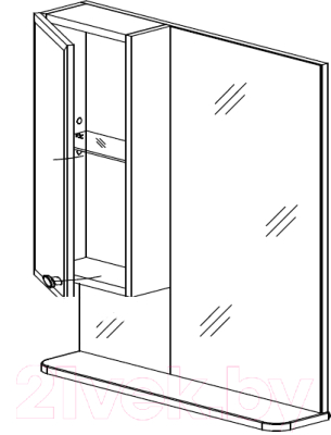 Шкаф с зеркалом для ванной СанитаМебель Лотос 101.700 (левый)