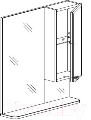 Шкаф с зеркалом для ванной СанитаМебель Лотос 101.700 (правый)