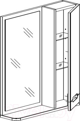 Шкаф с зеркалом для ванной СанитаМебель Сизаль 14.600 (правый)