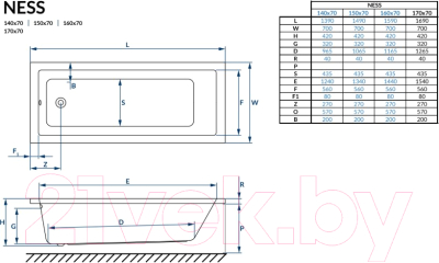 Ванна акриловая Excellent Ness Mono 140x70