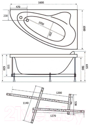 Ванна акриловая Triton Николь 160x100 L (с каркасом)