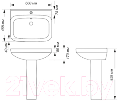 Умывальник Sanita Luxe Next 60 / NXTSLWB01