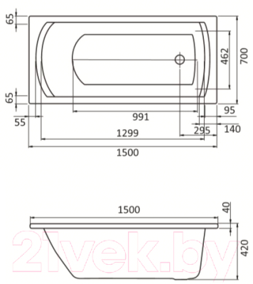 Ванна акриловая Santek Монако 150x70