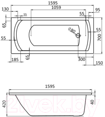 Ванна акриловая Santek Монако 160x70