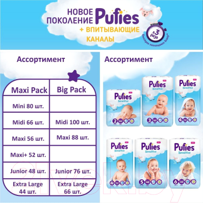 Подгузники детские Pufies Sensitive Junior 11-16кг