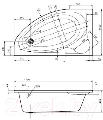 Ванна акриловая Santek Эдера 170x100 L