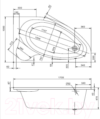 Ванна акриловая Santek Эдера 170x100 R (WH501663)