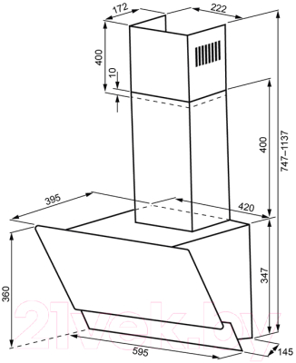 Вытяжка наклонная Krona Alva 600 S / 00021611