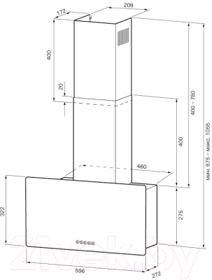 Вытяжка наклонная Krona Clementina 600 S / 00026675