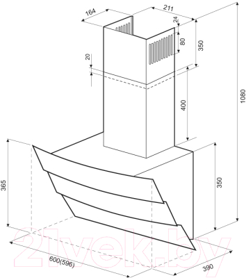 Вытяжка наклонная Krona Inga 600 Black Sensor / 00018185