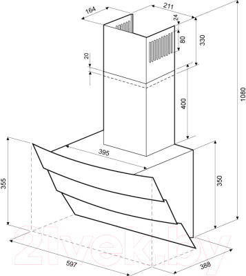Вытяжка наклонная Krona INGA 600 White Push Button / 00018712