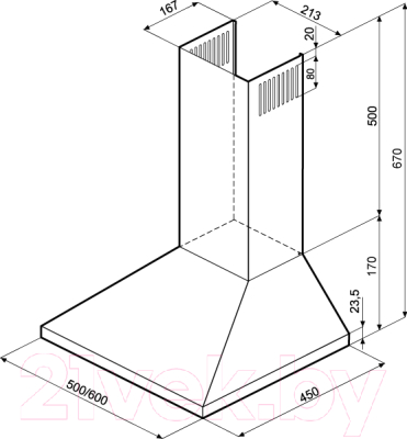 Вытяжка купольная Krona Janna 600 Black Push Button / 00014908