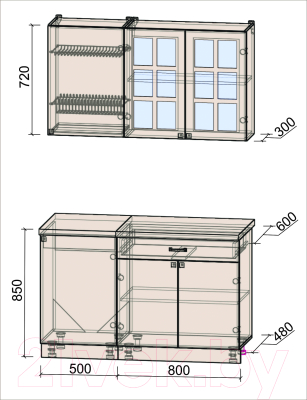Кухонный гарнитур Интерлиния Мила Деко 1.3 А