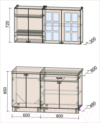 Кухонный гарнитур Интерлиния Мила Деко 1.4 А
