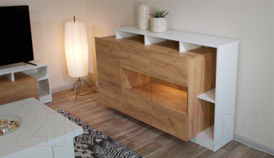 Тумба Империал Невио-2 (дуб крафт золотой/белый)