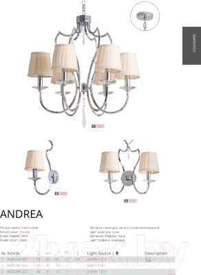 Бра Arte Lamp Andrea A6352AP-1CC