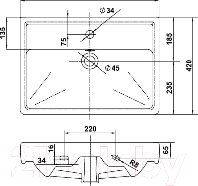 Тумба с умывальником Акваль Токио 60 / ТОКИО.60.00.02.N