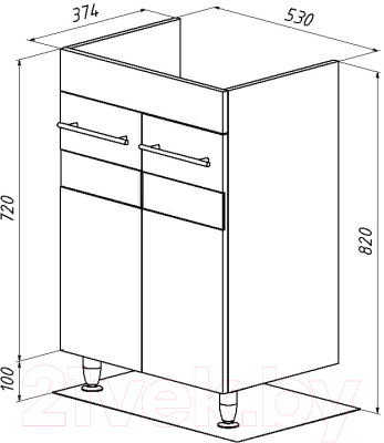 Тумба с умывальником Акваль Токио 60 / ТОКИО.60.00.02.N