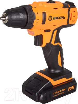 Аккумуляторная дрель-шуруповерт Вихрь ДА-20Л-2К (72/14/21) - фото