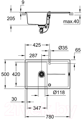 Мойка кухонная со смесителем GROHE 31639AP0 + 30335DC1