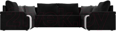 Диван П-образный Лига Диванов Николь 105 / 102985 (велюр, черный) - фото