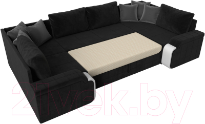 Диван П-образный Лига Диванов Николь 105 / 102985 (велюр, черный)