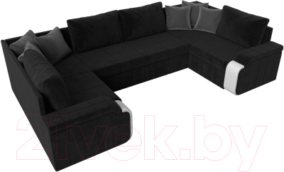 Диван П-образный Лига Диванов Николь 105 / 102985 (велюр, черный)