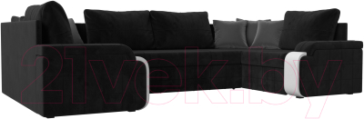 Диван П-образный Лига Диванов Николь 105 / 102985 (велюр, черный)