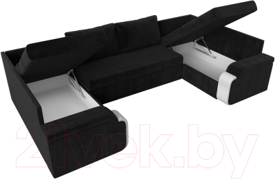 Диван П-образный Лига Диванов Николь 105 / 102985 (велюр, черный)