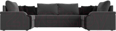 Диван П-образный Лига Диванов Николь 105 / 102984 (велюр, серый) - фото