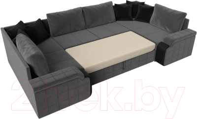 Диван П-образный Лига Диванов Николь 105 / 102984 (велюр, серый)