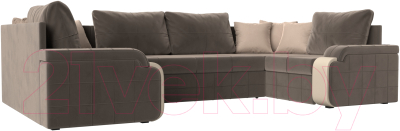 Диван П-образный Лига Диванов Николь 105 / 102983 (велюр, коричневый) - фото