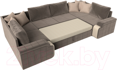 Диван П-образный Лига Диванов Николь 105 / 102983 (велюр, коричневый)