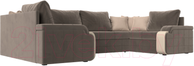 Диван П-образный Лига Диванов Николь 105 / 102983 (велюр, коричневый)