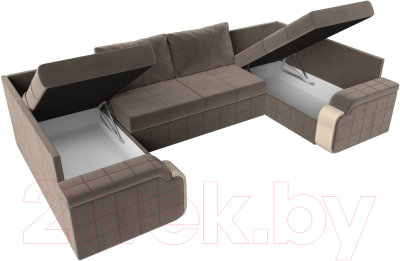 Диван П-образный Лига Диванов Николь 105 / 102983 (велюр, коричневый)