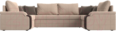Диван П-образный Лига Диванов Николь 105 / 102978 (велюр, бежевый) - фото
