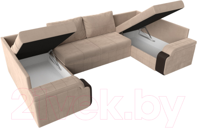 Диван П-образный Лига Диванов Николь 105 / 102978 (велюр, бежевый)