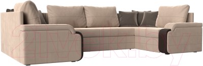 Диван П-образный Лига Диванов Николь 105 / 102978 (велюр, бежевый)