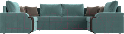 Диван П-образный Лига Диванов Николь 105 / 102979 (велюр, бирюзовый) - фото