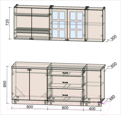 Кухонный гарнитур Интерлиния Мила Деко 2.0 Б
