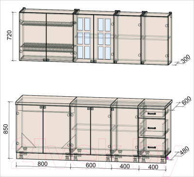 Готовая кухня Интерлиния Мила Деко 2.2 А