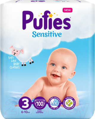 Подгузники детские Pufies Sensitive Midi 6-10кг - фото