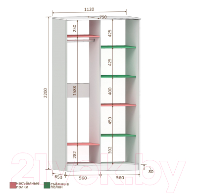 Шкаф Кортекс-мебель Лагуна ШК01-01